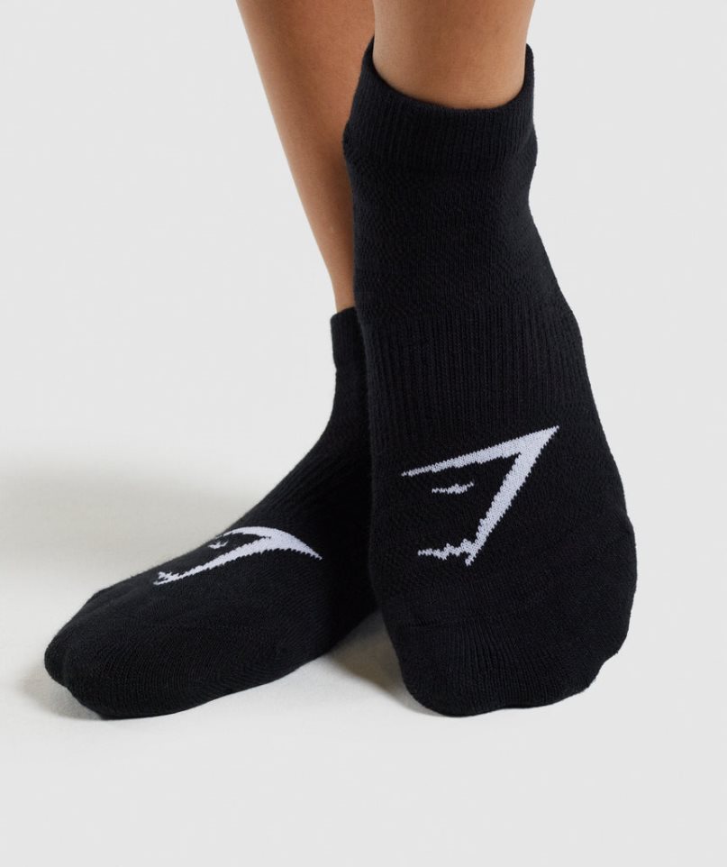 Skarpety Gymshark Ankle 3pk Czarne | PL 764SQY